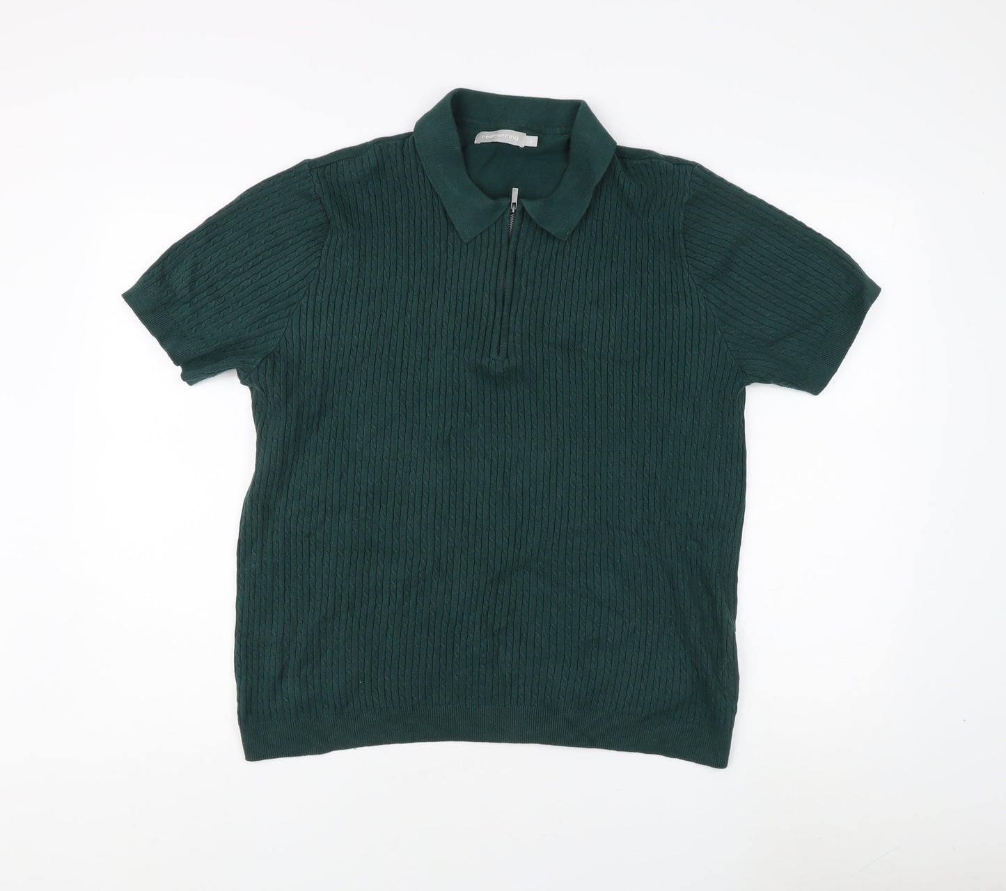 Red Herring Men's Green Collared 1/4 Zip Jumper L