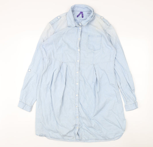 Seraphine Women’s Blue Cotton Button-Up Shirt UK 10