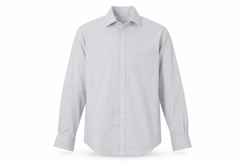 Marks & Spencer Men's Grey Striped Dress Shirt 15 Regular Fit