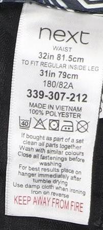 Next Men's Grey Check Regular Fit Trousers, Size 32