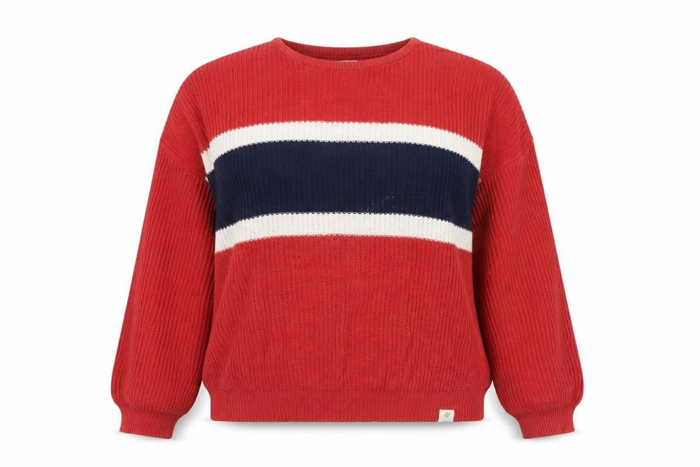Pull&Bear Women's Red Striped Pullover Jumper M