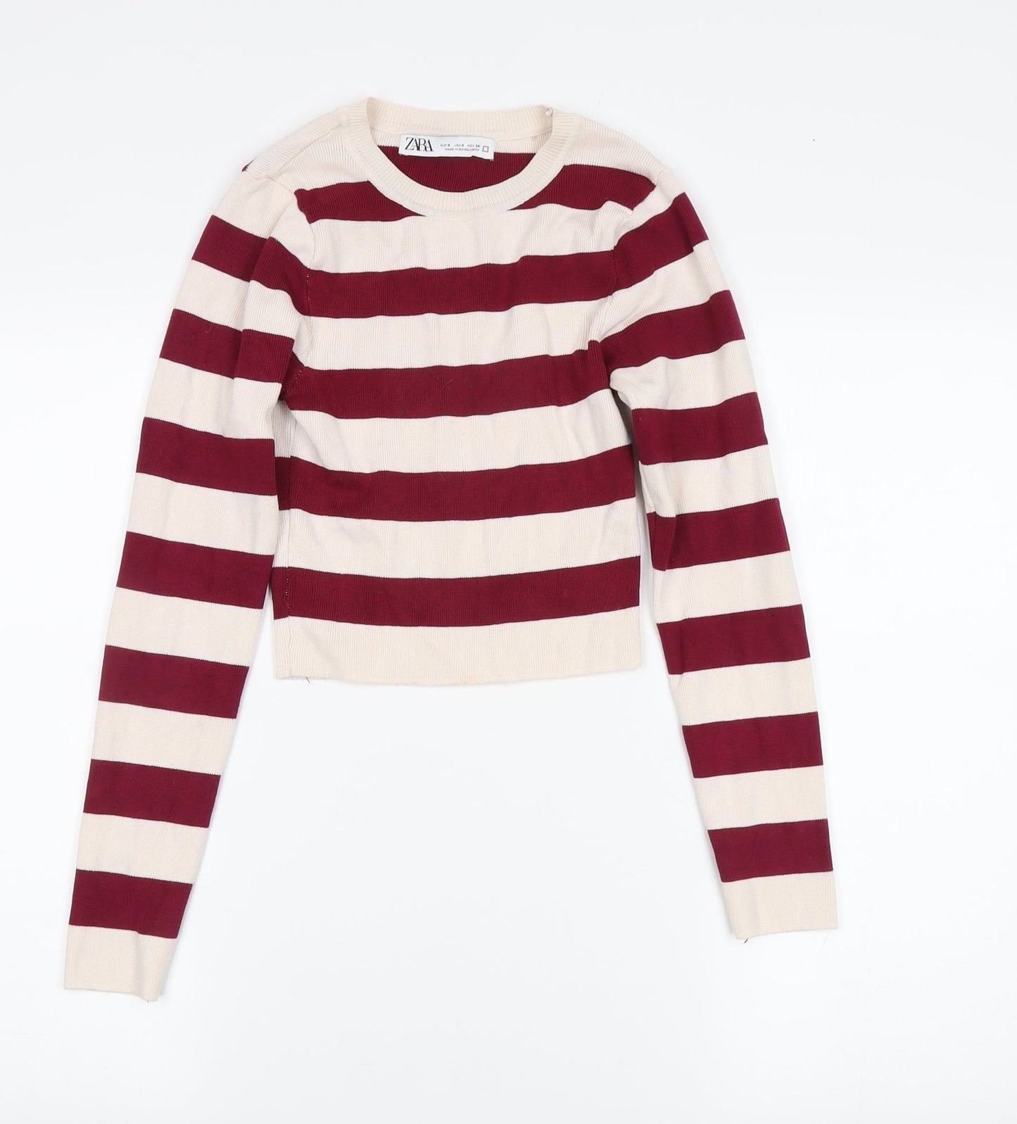 Zara Women's Multicoloured Striped Crop Top - S
