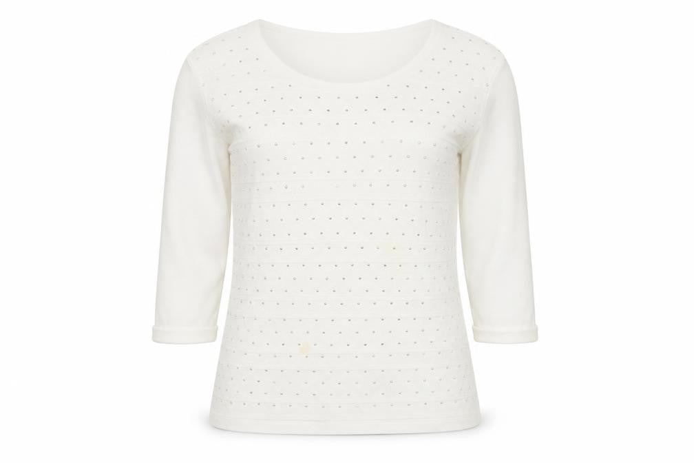 Anna Rose Women’s White Studded T-Shirt, Size M