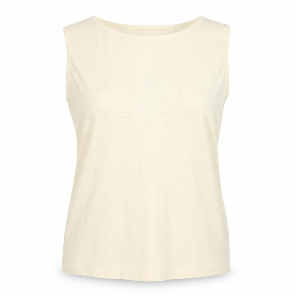 INTOWN Women's Ivory Round Neck Tank Size L