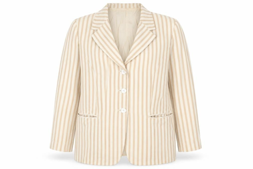 Sonia Lazaroff Women's Beige Striped Blazer, UK 20