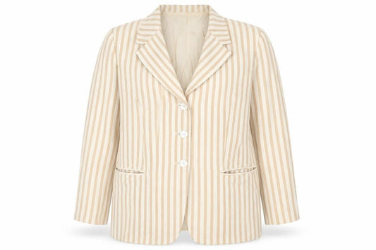 Sonia Lazaroff Women's Beige Striped Blazer, UK 20
