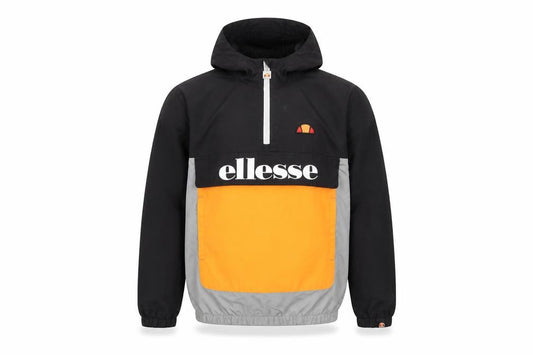 Front view of Ellesse boys’' colourblock jacket black/grey/orange, size 10-11