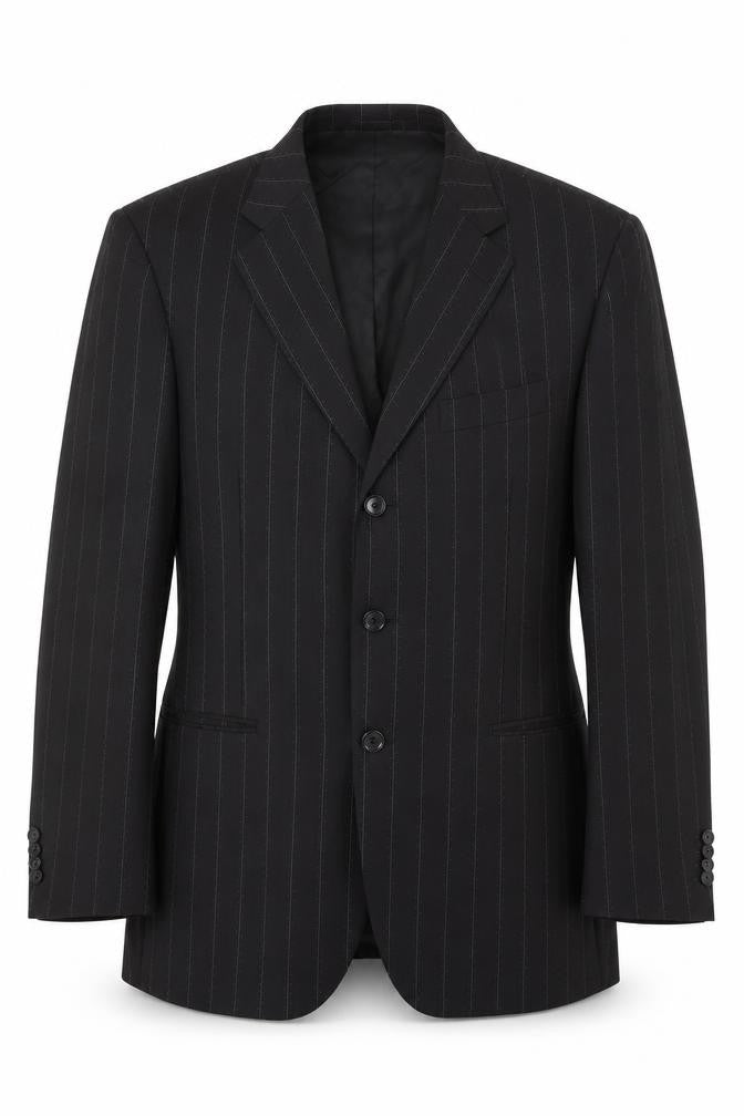 Pal Zileri Men's Black Striped Wool Blazer Size UK 42R