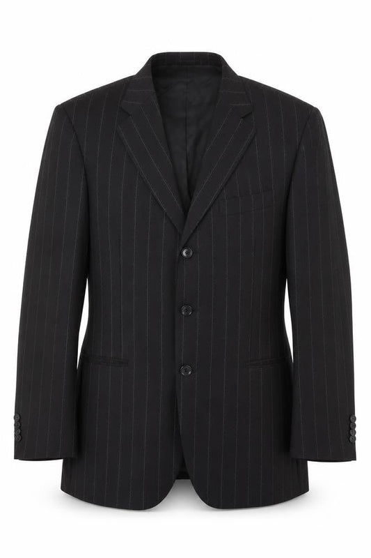 Pal Zileri Men's Black Striped Wool Blazer Size UK 42R