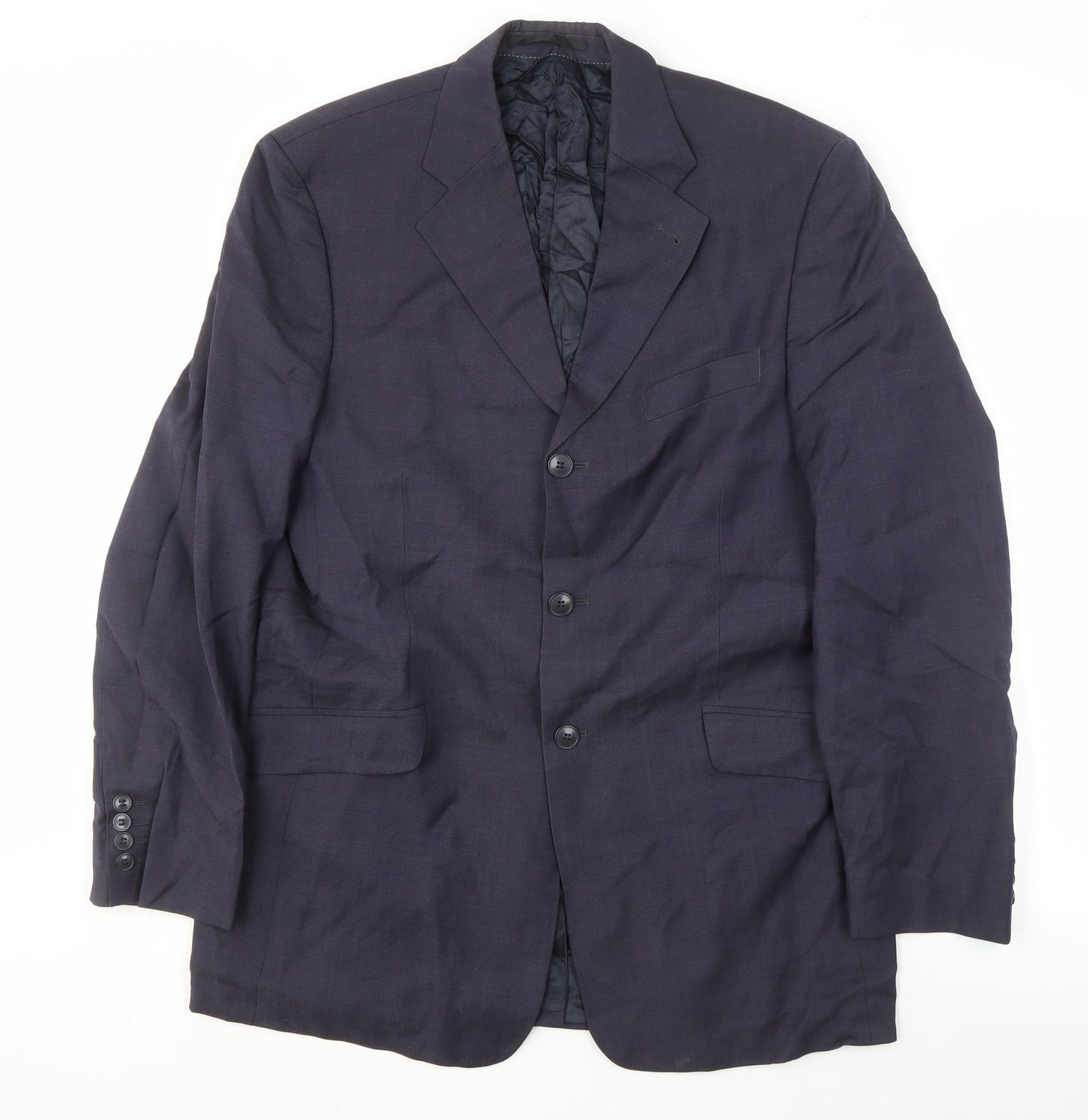 Next Men's Blue Long Wool Blazer 40L