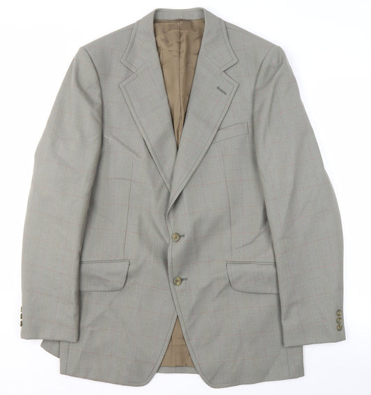 COES Men's Grey Check Blazer 42 Long Notch Lapel