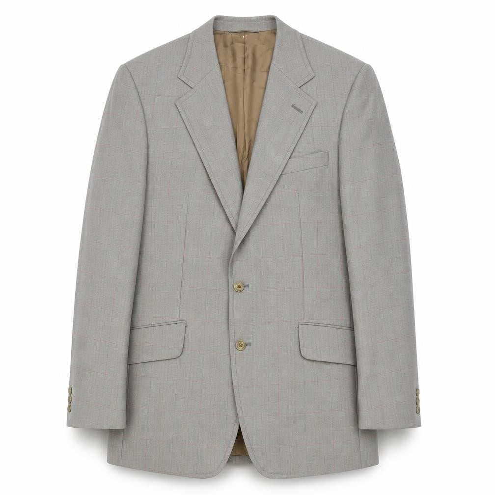 COES Men's Grey Check Blazer 42 Long Notch Lapel