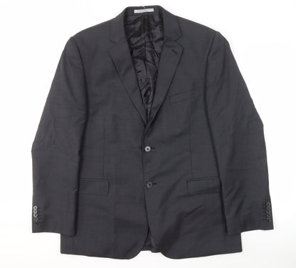 Additional front view of Alexandre Men's Grey Wool Blazer, size 44, Regular Fit