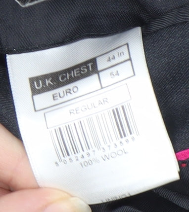 Close-up detail of Alexandre Men's Grey Wool Blazer, size 44, Regular Fit