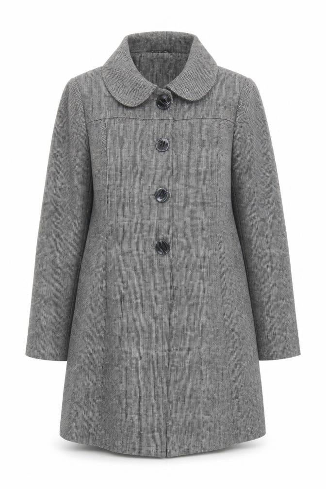 MK Women's Grey Check Overcoat, Size 16, Classic Style