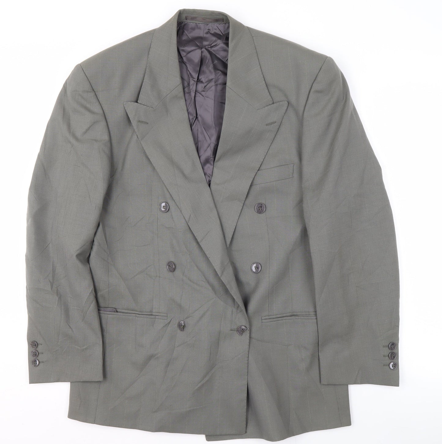 Van Gils Men's Grey Double-Breasted Blazer Size 46