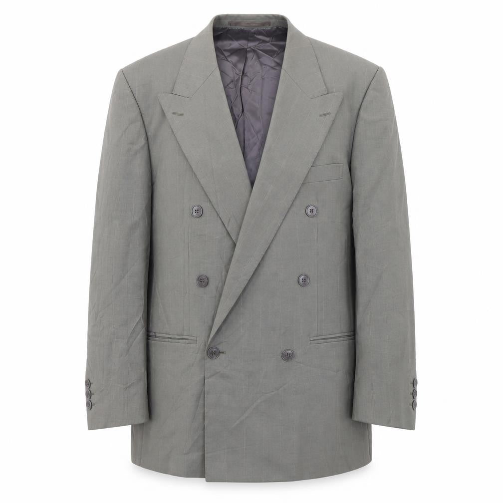 Van Gils Men's Grey Double-Breasted Blazer Size 46