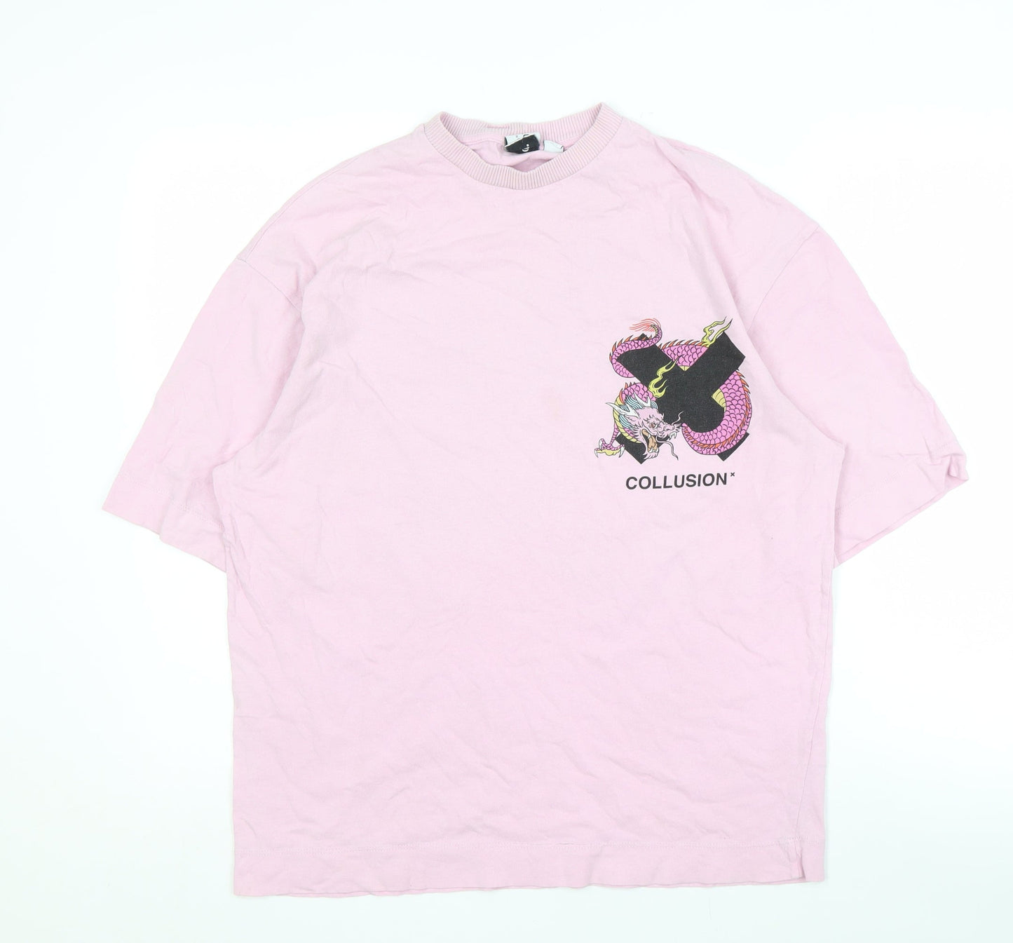 Collusion Men's Pink Anime Dragon Graphic T-Shirt, Size 32
