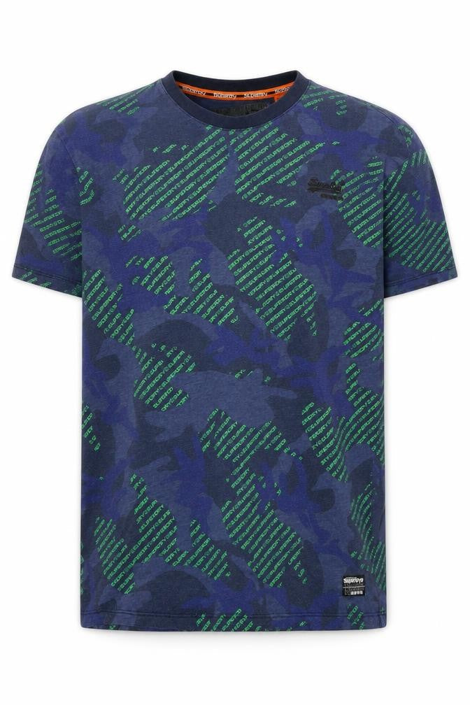 Superdry Men's Blue Camouflage T-Shirt XS