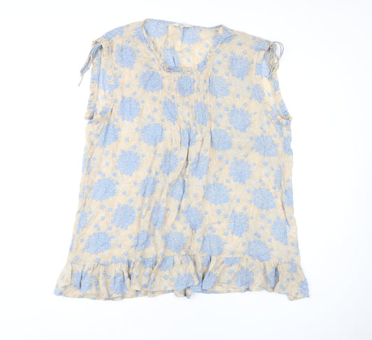Next Women's Beige Floral Tunic Blouse Size 14