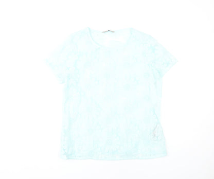 Marks & Spencer Women's Blue Floral T-Shirt, Size 10