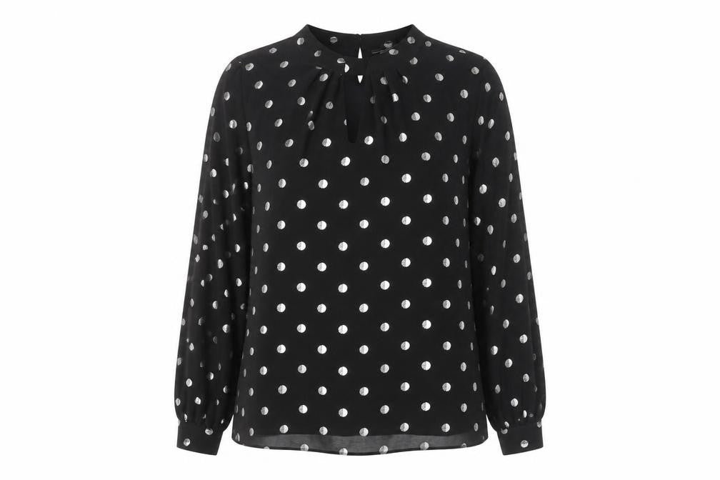 Dorothy Perkins Women's Black Polka Dot Blouse, Size 12
