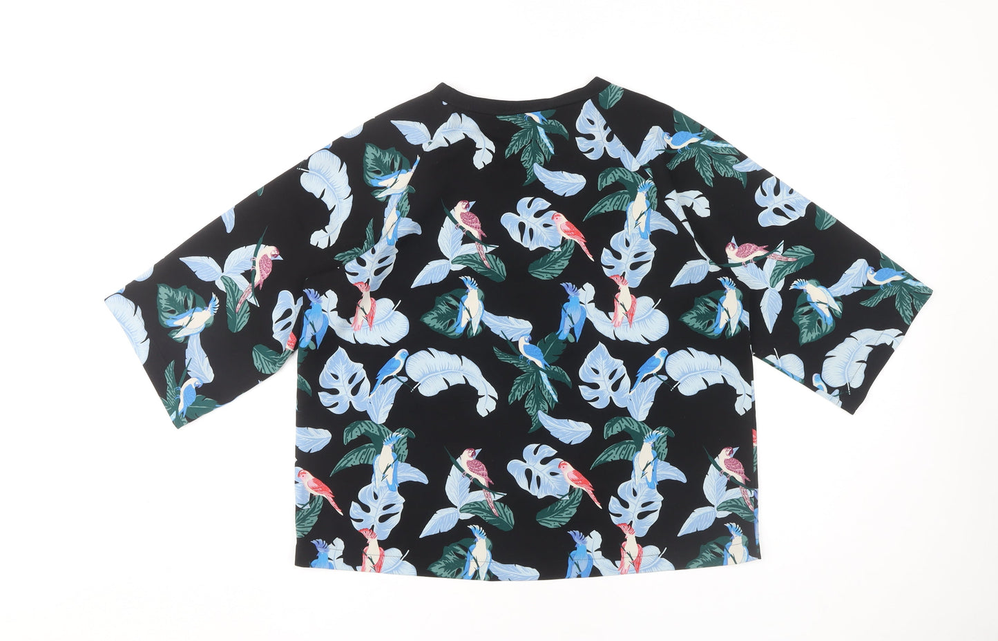 Monki Women's Black Tropical Print T-Shirt, S