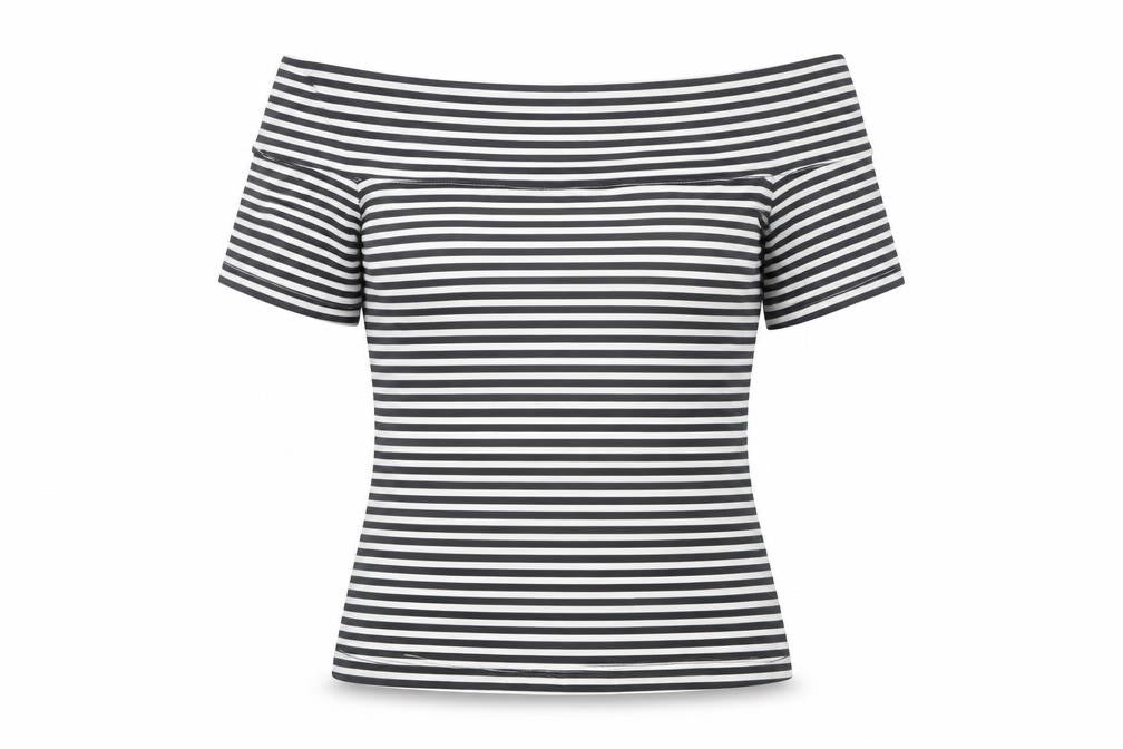 H&M Women's Black Striped Off Shoulder Top L