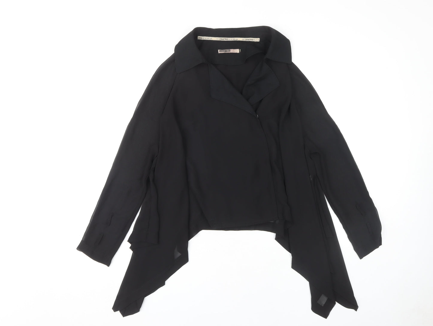 Crafted Women's Black Collared Top Size 8