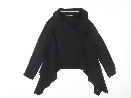 Crafted Women's Black Collared Top Size 8