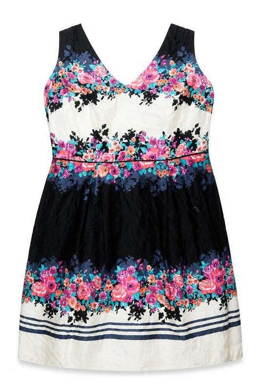 Monsoon Women's Floral Dress, Size 22, Multicoloured V-Neck