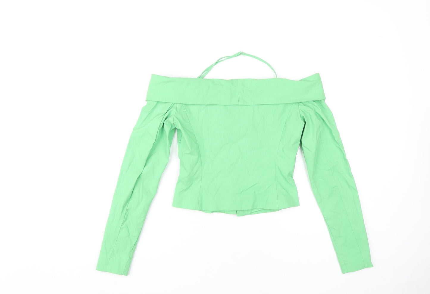 Zara Women's Green Cropped Blouse, S, Off Shoulder