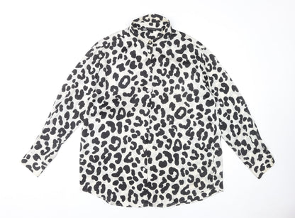 Zara Women's Animal Print Button-Up Shirt - Size 12