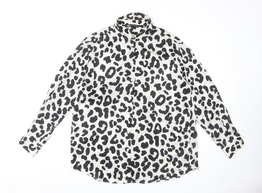 Zara Women's Animal Print Button-Up Shirt - Size 12