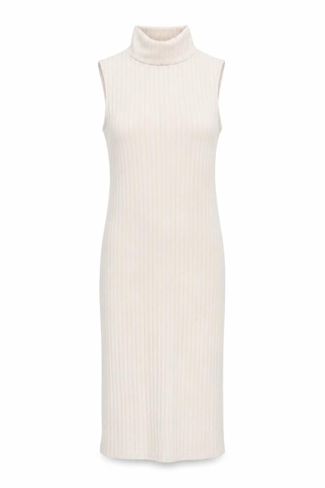 NA-KD Women's Beige High Neck Midi Sheath Dress - XS