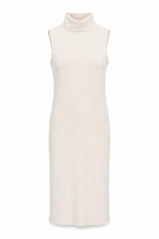 NA-KD Women's Beige High Neck Midi Sheath Dress - XS