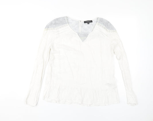 Galeries Lafayette Women's White Lace Tunic Top, Size 12