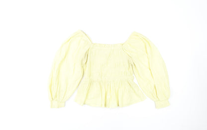 Additional front view of River Island Yellow Off-Shoulder Balloon Sleeve Top
