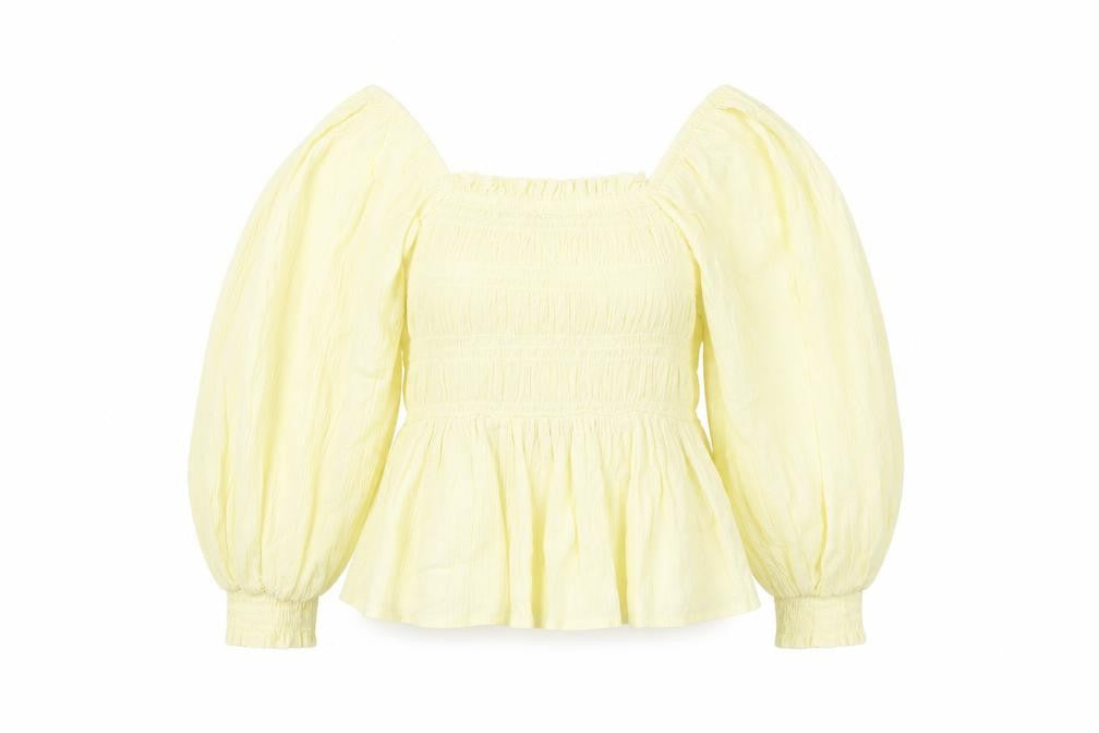 River Island Yellow Off-Shoulder Balloon Sleeve Top
