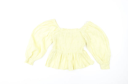Back view of River Island Yellow Off-Shoulder Balloon Sleeve Top
