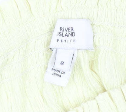 Close-up detail of River Island Yellow Off-Shoulder Balloon Sleeve Top