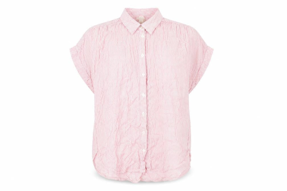 H&M Women's Red Striped Button-Up Shirt Size 6