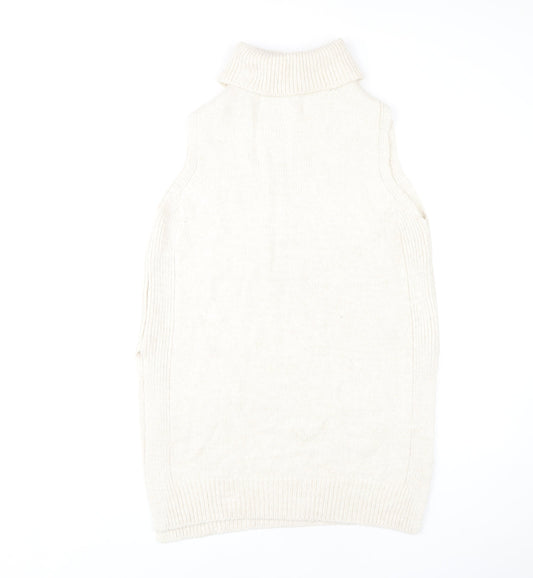 Next Women's Beige Roll Neck Sleeveless Vest Size 12