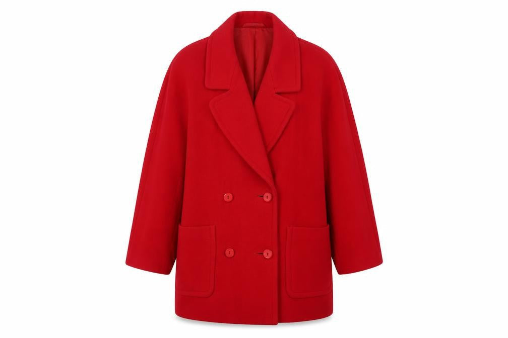 Marks & Spencer Women's Red Wool Pea Coat Size 14
