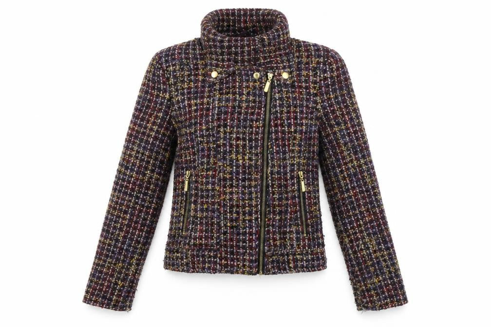New Look Women's Multicoloured Tweed Biker Jacket Size 10