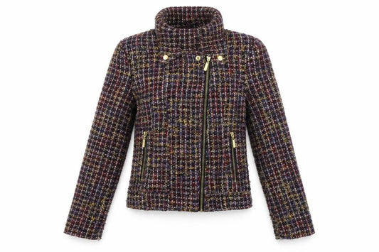 New Look Women's Multicoloured Tweed Biker Jacket Size 10