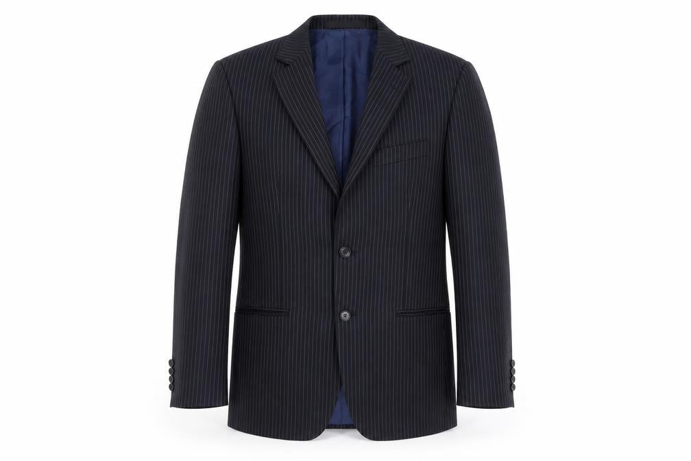 Marks & Spencer Men's Blue Striped Blazer, Size 36R Wool