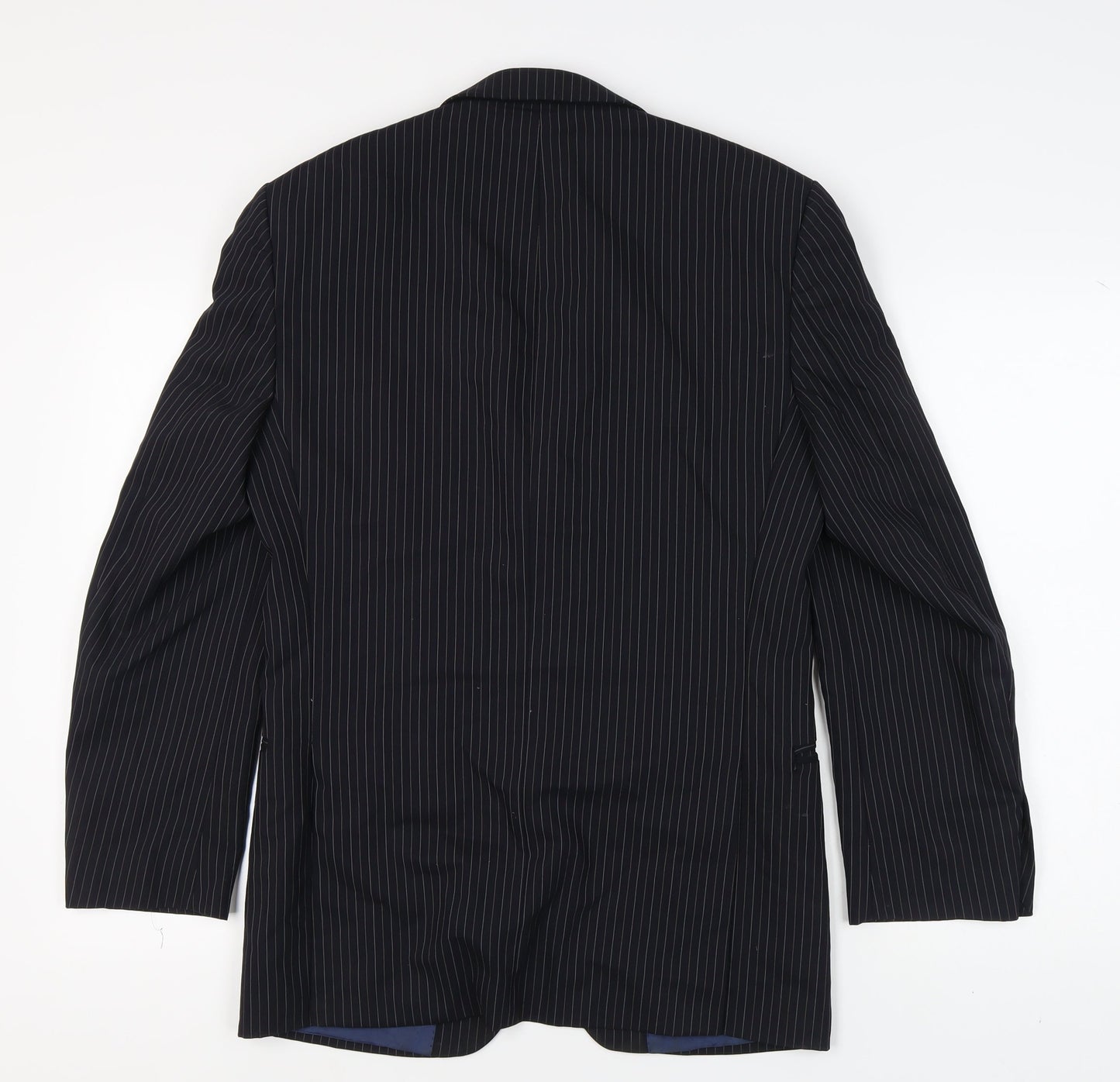 Marks & Spencer Men's Blue Striped Blazer, Size 36R Wool