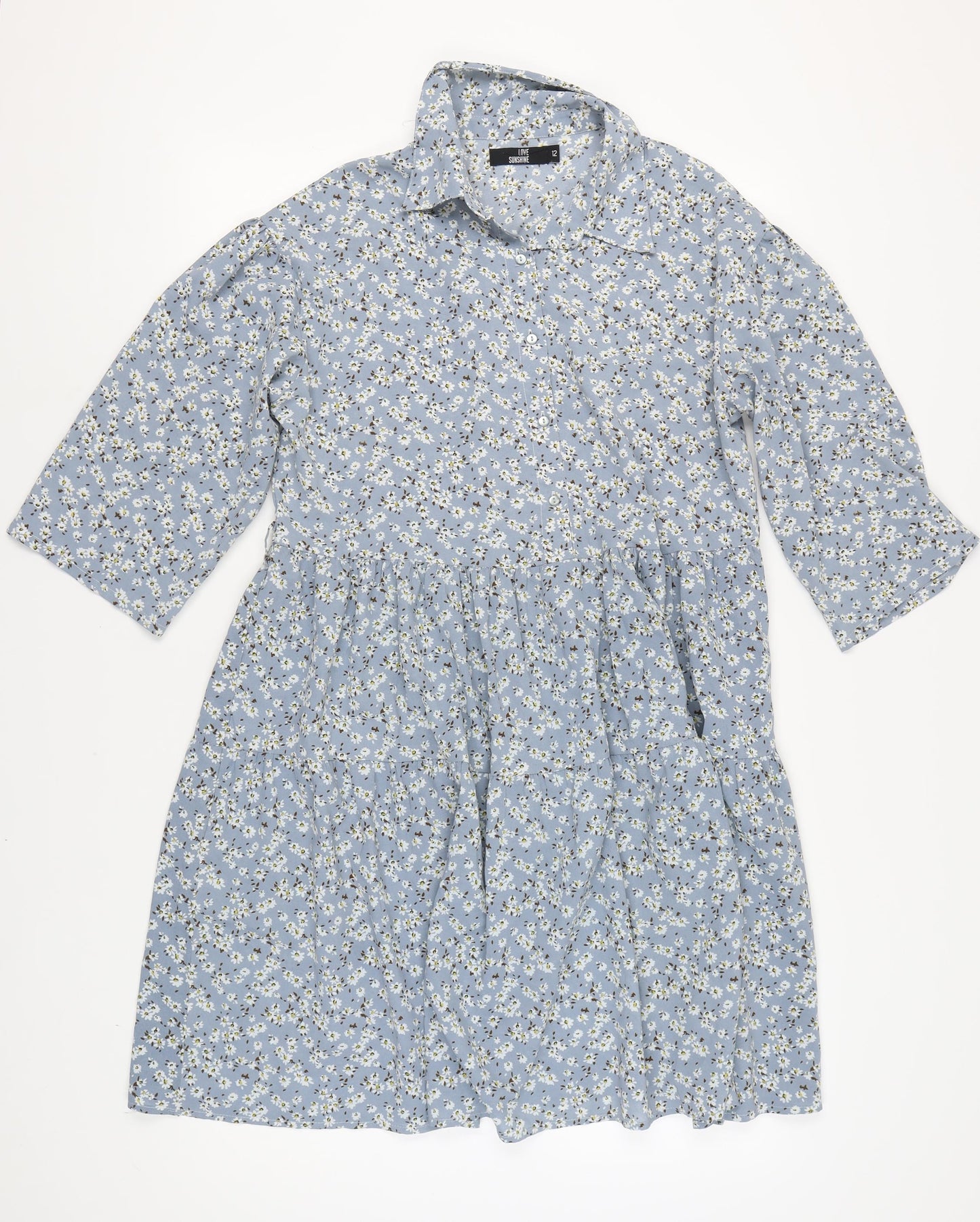 Love Sunshine Women's Blue Floral Shirt Dress