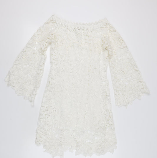 Missagi Women's Ivory Lace Off-Shoulder Dress Size 8